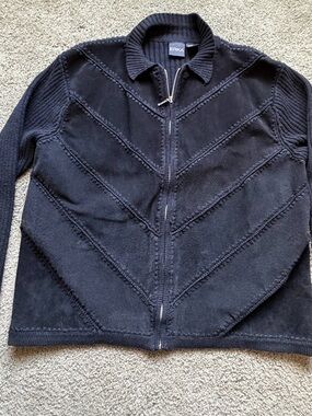 ERIKA Womens Black Zip-Front Knit Jacket